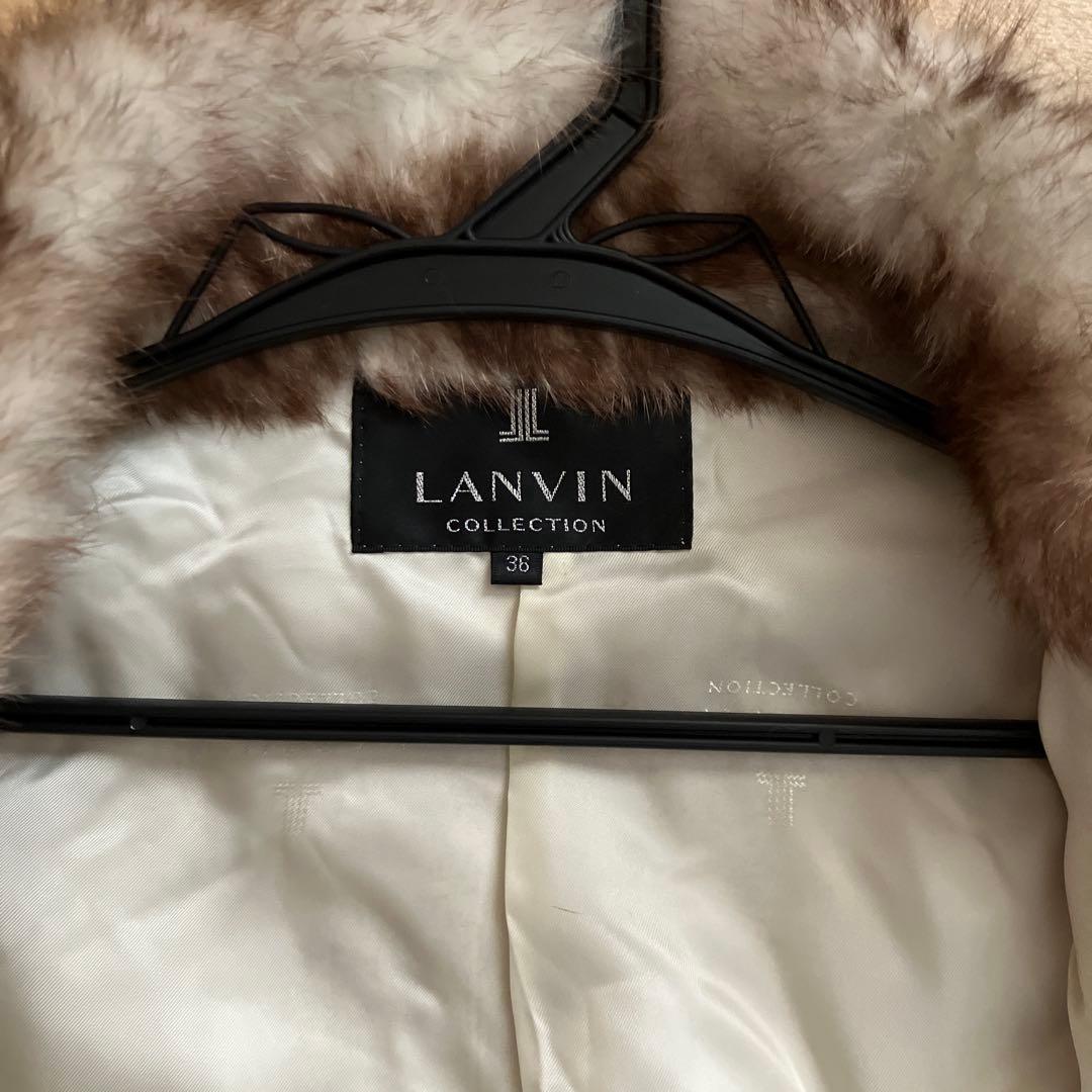 LANVIN REAL RABBIT FUR SHORT JACKET COAT BROWN WHITE LEOPARD SIZE FR36 S