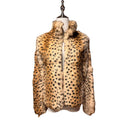 REAL RABBIT FUR COAT JACKET LEOPARD PRINT SHORT WARM SIZE XS FROM JAPAN - image 1