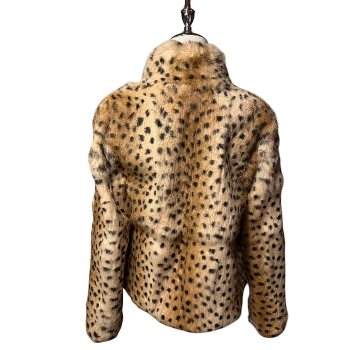 REAL RABBIT FUR COAT JACKET LEOPARD PRINT SHORT WARM SIZE XS FROM JAPAN - image 4