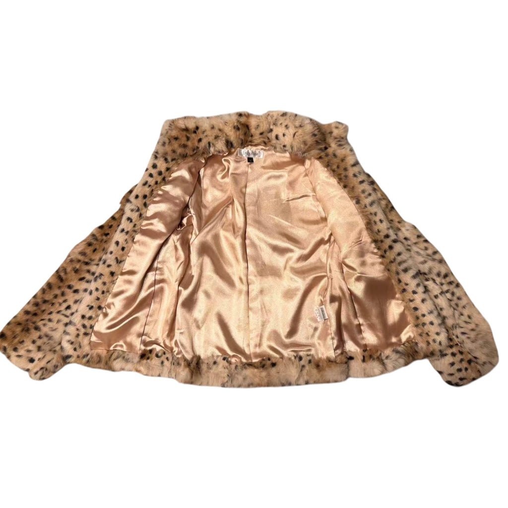 REAL RABBIT FUR COAT JACKET LEOPARD PRINT SHORT WARM SIZE XS FROM JAPAN - image 6