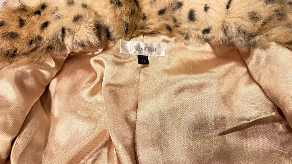 REAL RABBIT FUR COAT JACKET LEOPARD PRINT SHORT WARM SIZE XS FROM JAPAN - image 7