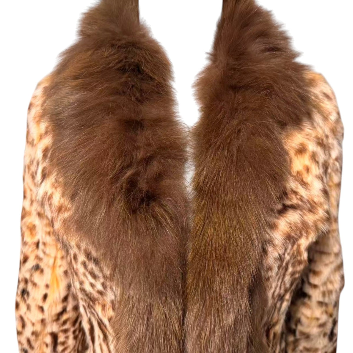 VIAGGIO BLU RABBIT FUR COAT LEOPARD PRINT FOX FUR COLLAR SIZE S JAPAN - image 4