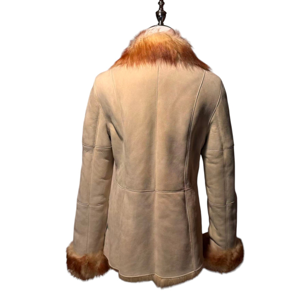 FIRST AVENUE SHEEPSKIN COAT RED FOX FUR COLLAR SIZE M FROM JAPAN - 5