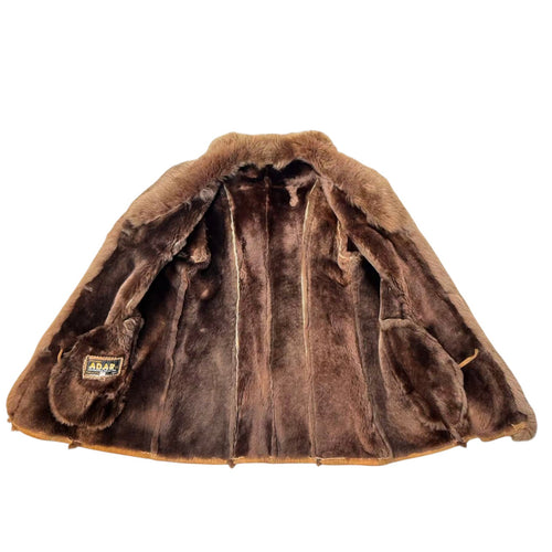 ADAR SHEEPSKIN SHEARLING LEATHER COAT BIG FUR COLLAR SIZE M JAPAN image 2