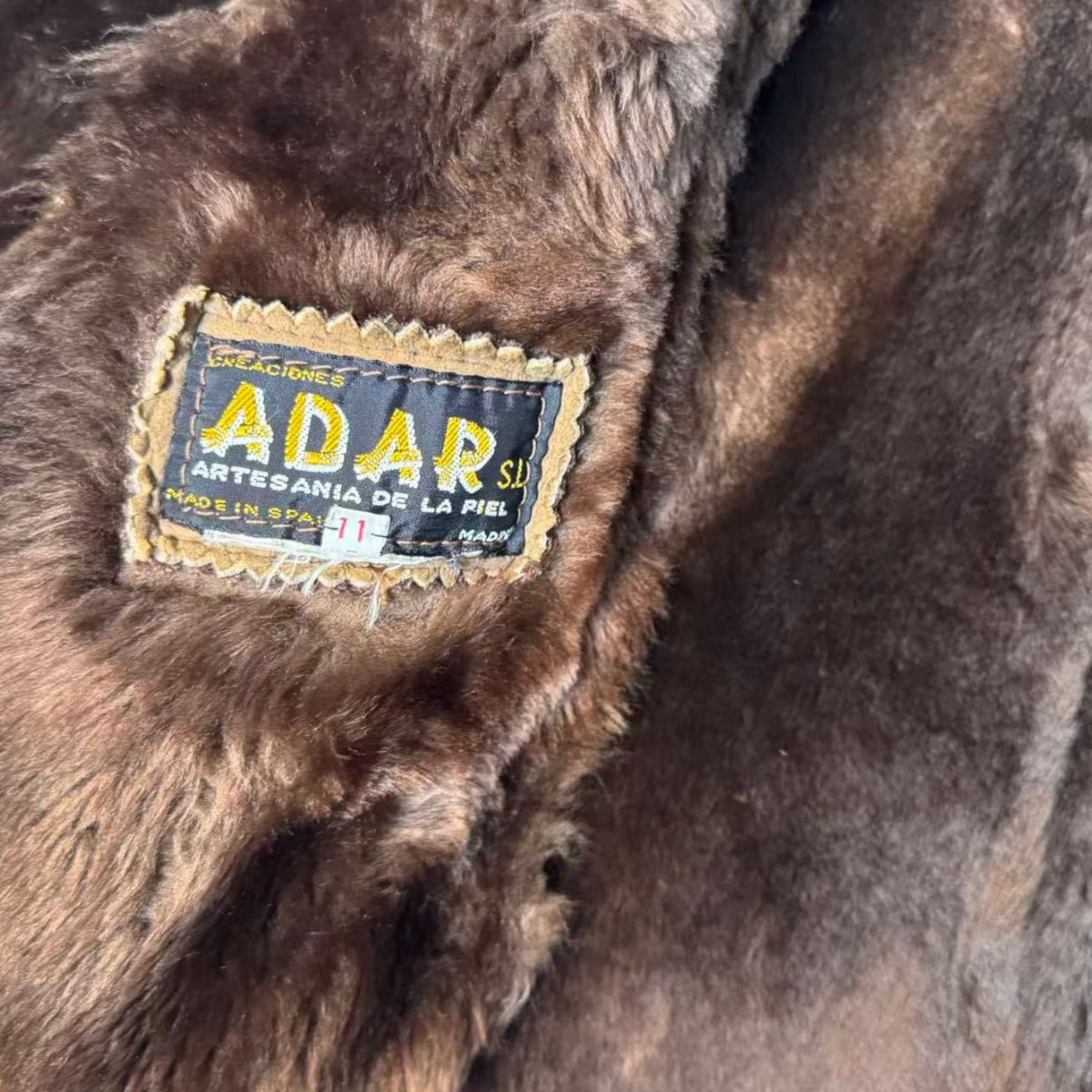 ADAR SHEEPSKIN SHEARLING LEATHER COAT BIG FUR COLLAR SIZE M JAPAN image 3