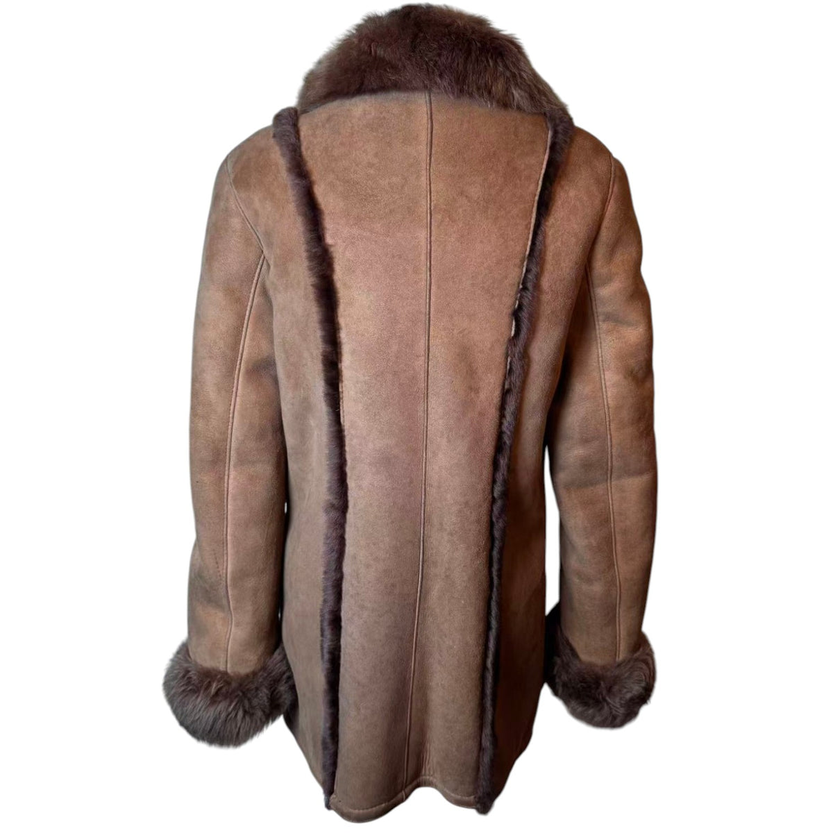 ADAR SHEEPSKIN SHEARLING LEATHER COAT BIG FUR COLLAR SIZE M JAPAN image 4