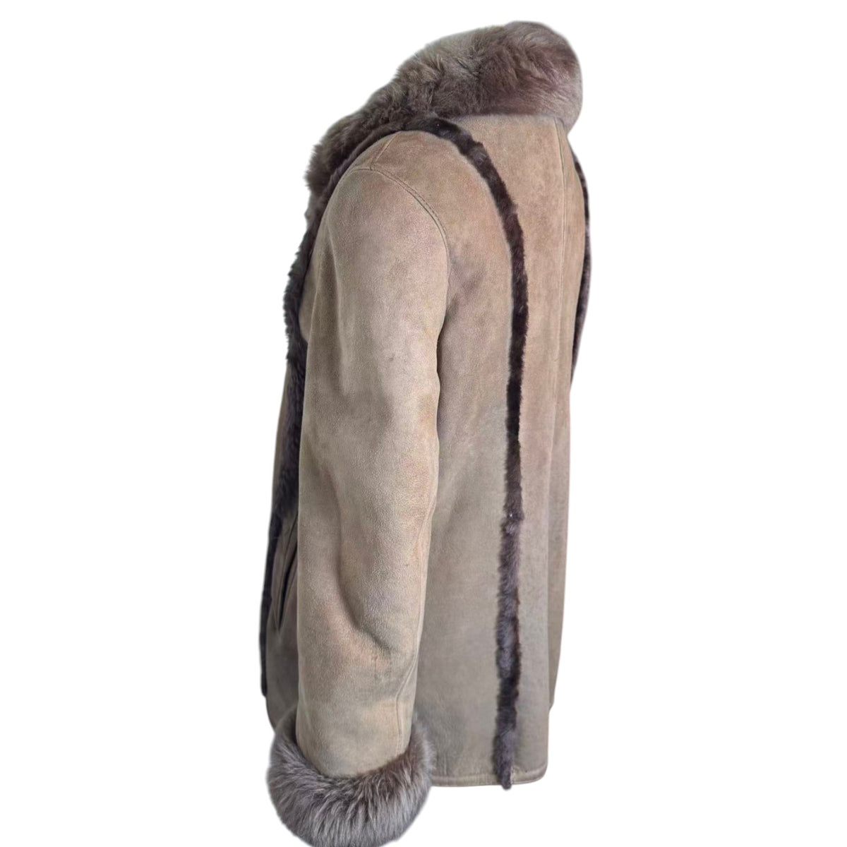 ADAR SHEEPSKIN SHEARLING LEATHER COAT BIG FUR COLLAR SIZE M JAPAN image 6