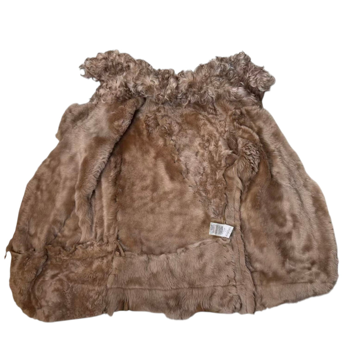 SHEEPSKIN SHEARLING LONG COAT TIBETAN LAMB FUR COLLAR SIZE M ITALY image 8