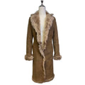 REAL SHEEPSKIN SHEARLING LEATHER COAT JACKET LONG BIG FUR COLLAR WARM TAUPE BROWN FROM JAPAN - image 1