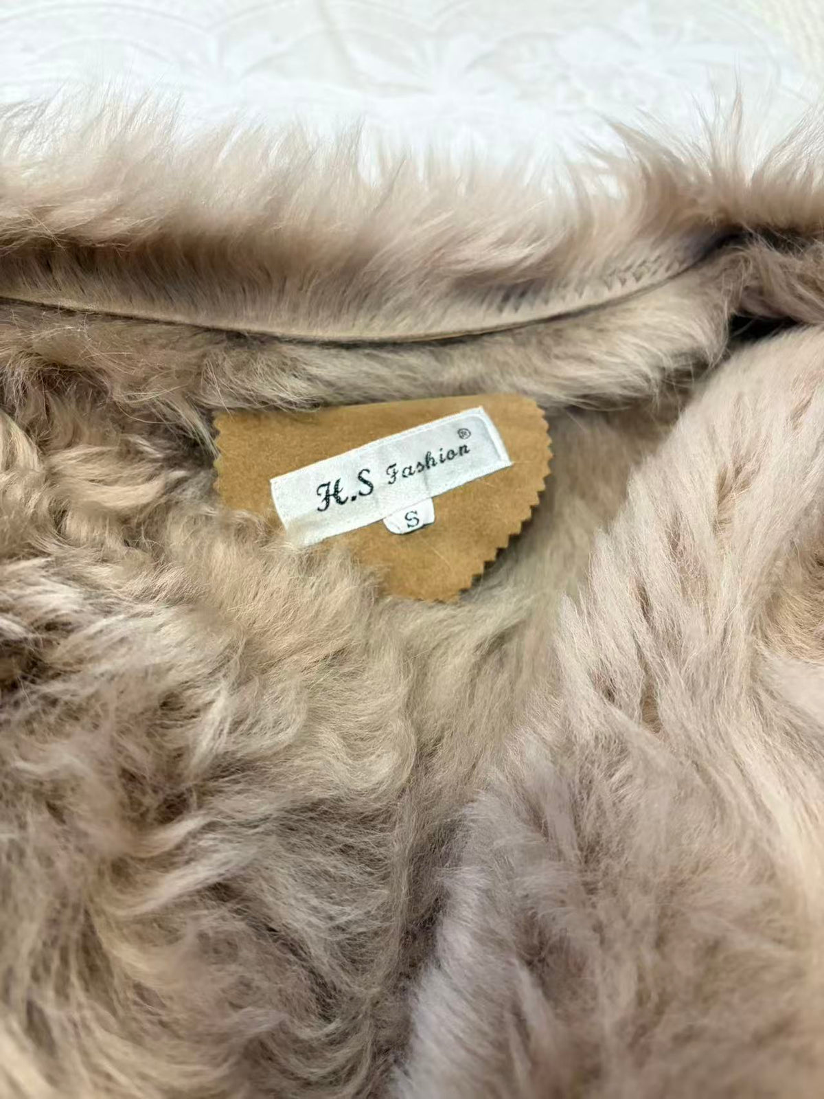 REAL SHEEPSKIN SHEARLING LEATHER COAT JACKET LONG BIG FUR COLLAR WARM TAUPE BROWN FROM JAPAN - image 9