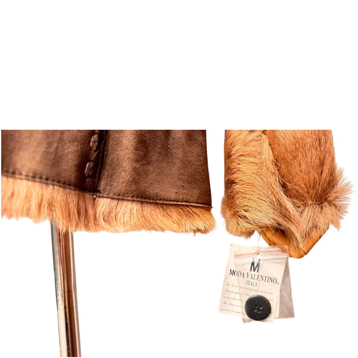 MODA VALENTINO REAL SHEEPSKIN SHEARLING FUR COAT SHORT JACKET BROWN SIZE M
