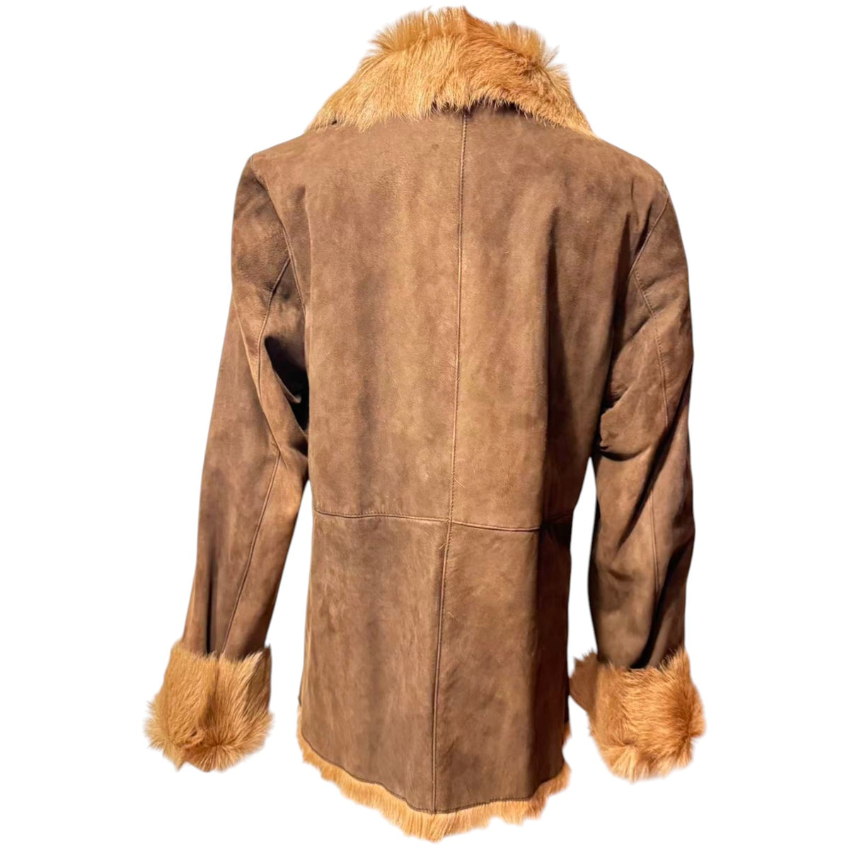 MODA VALENTINO REAL SHEEPSKIN SHEARLING FUR COAT SHORT JACKET BROWN SIZE M
