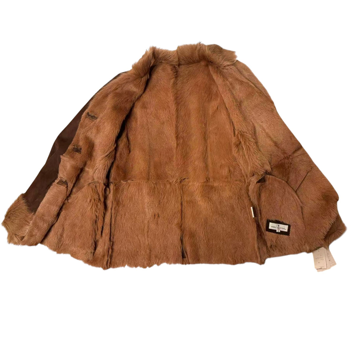 MODA VALENTINO REAL SHEEPSKIN SHEARLING FUR COAT SHORT JACKET BROWN SIZE M