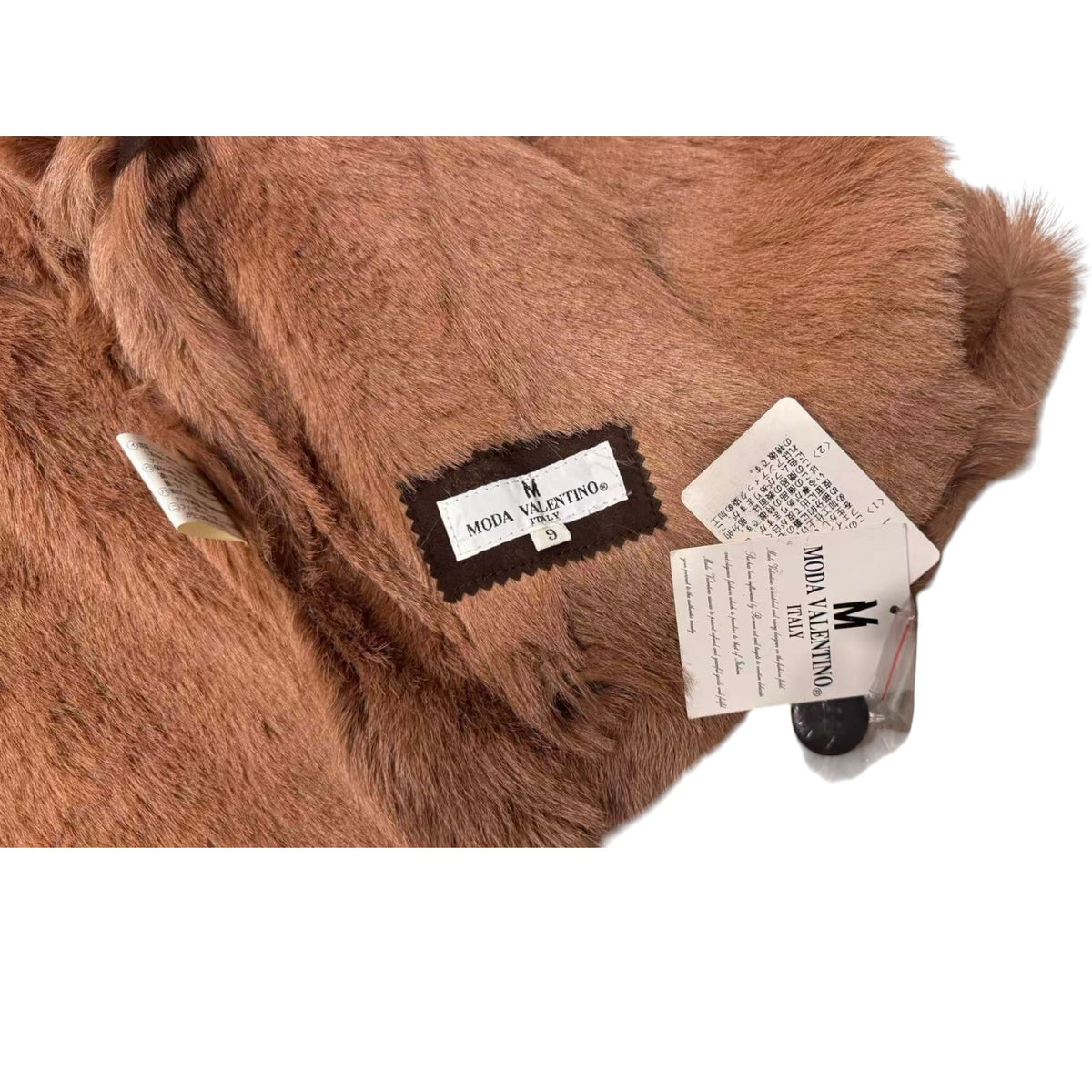 MODA VALENTINO REAL SHEEPSKIN SHEARLING FUR COAT SHORT JACKET BROWN SIZE M