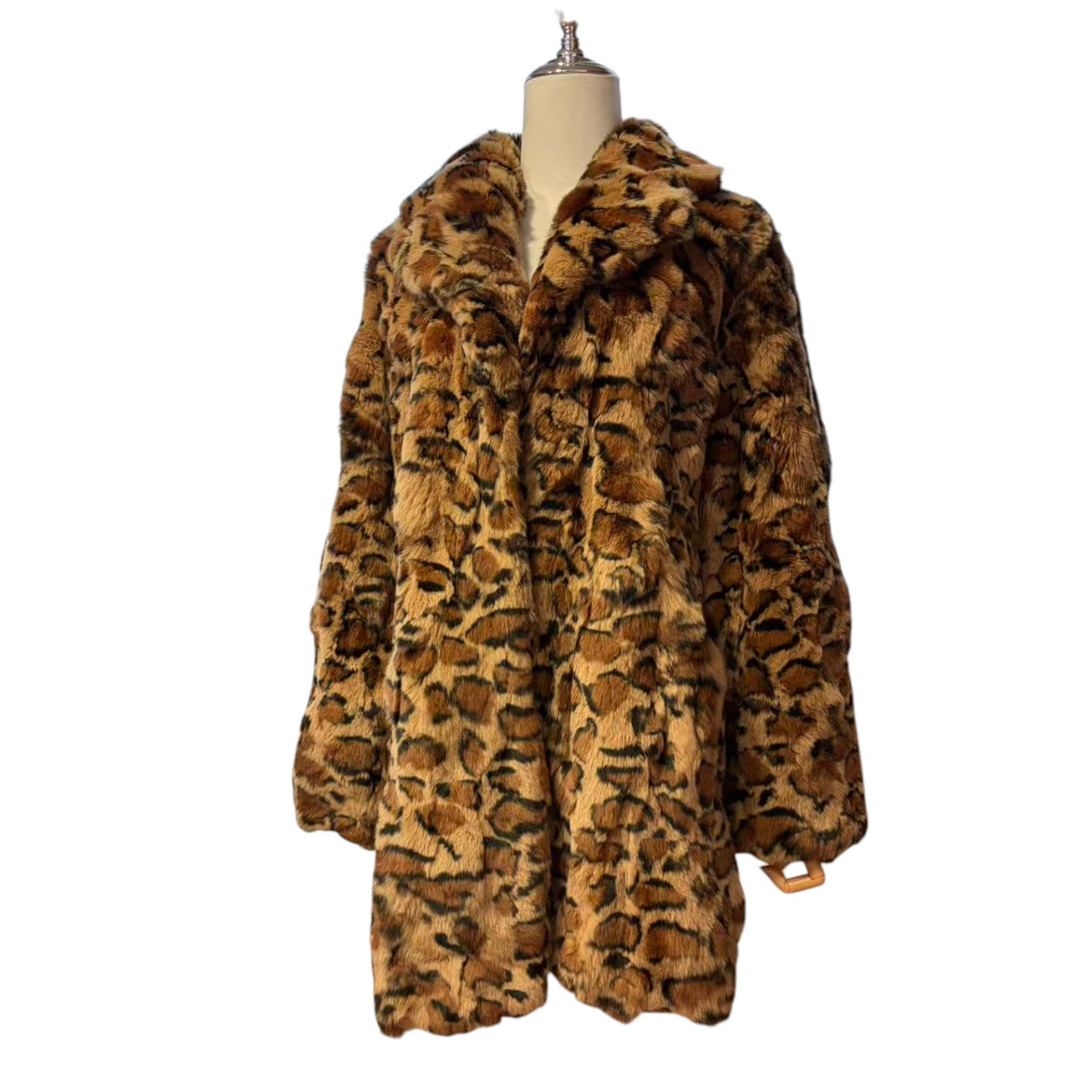 REAL REX RABBIT FUR COAT JACKET LEOPARD PRINT MID-LENGTH THICK WARM FROM JAPAN - image 2