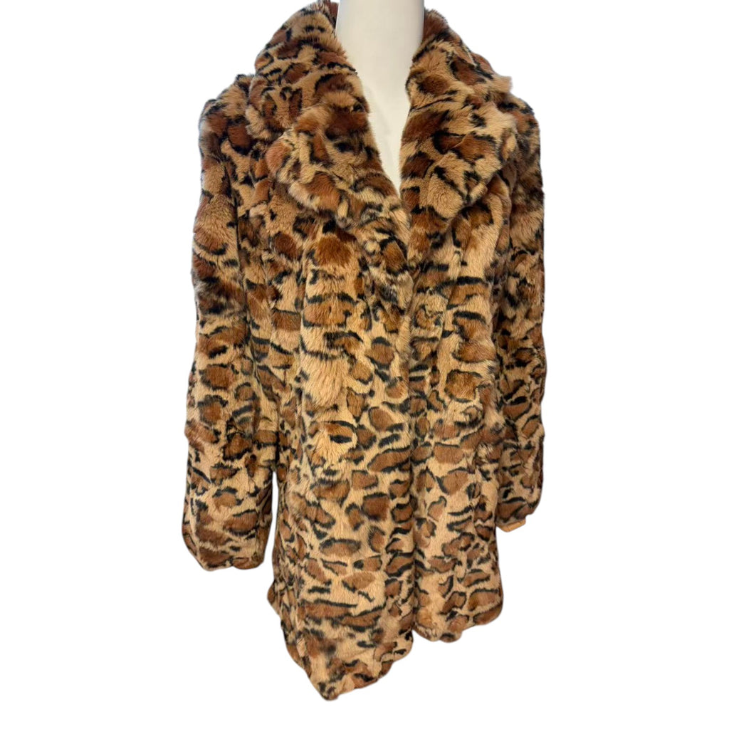 REAL REX RABBIT FUR COAT JACKET LEOPARD PRINT MID-LENGTH THICK WARM FROM JAPAN - image 3