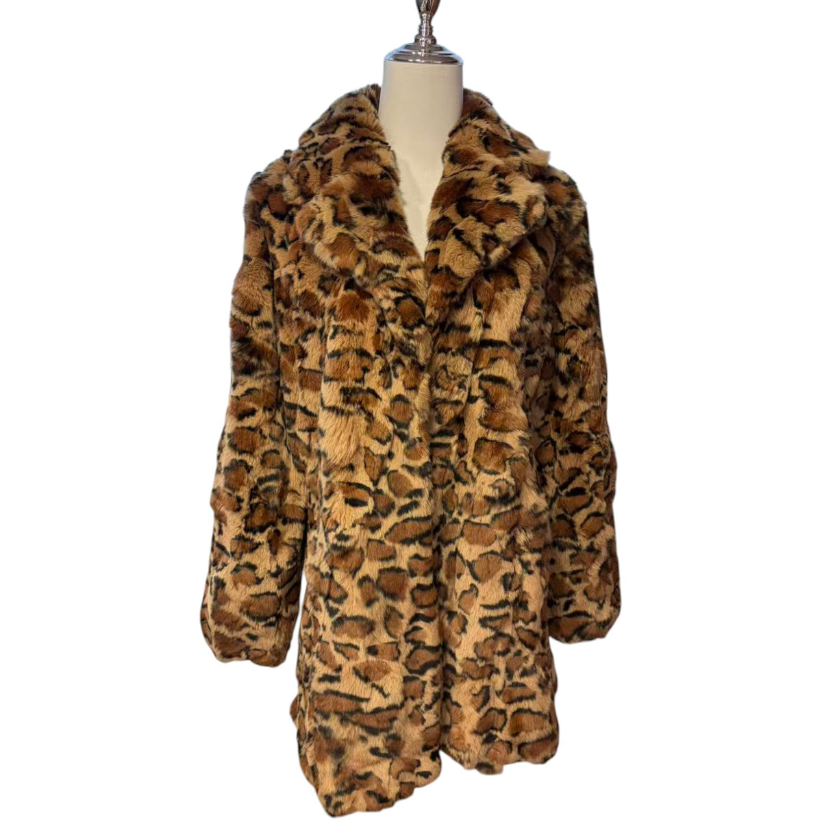 REAL REX RABBIT FUR COAT JACKET LEOPARD PRINT MID-LENGTH THICK WARM FROM JAPAN - image 4