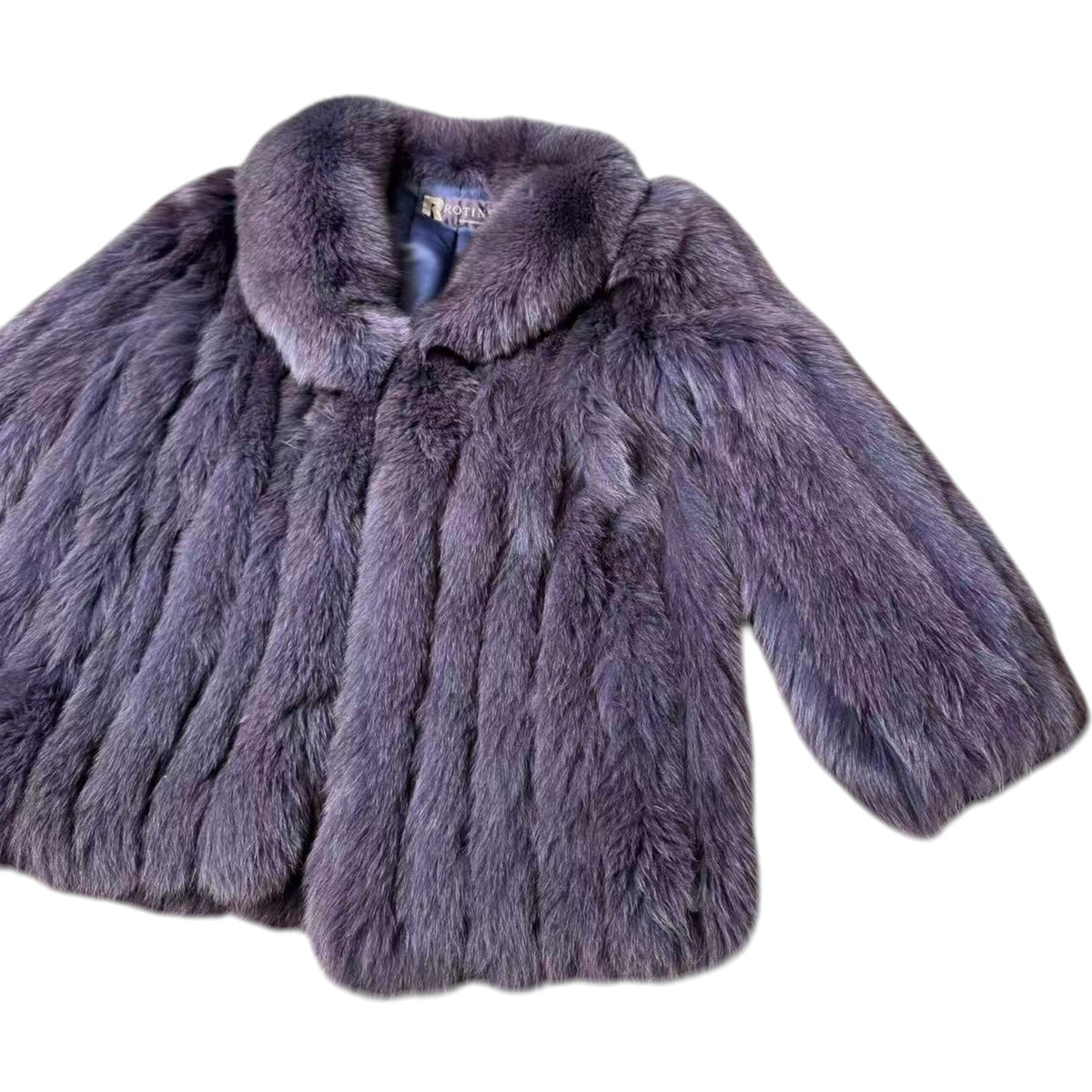 ROTINY BLUE FOX REAL FUR COAT JACKET ELEGANT WARM SIZE M FROM JAPAN