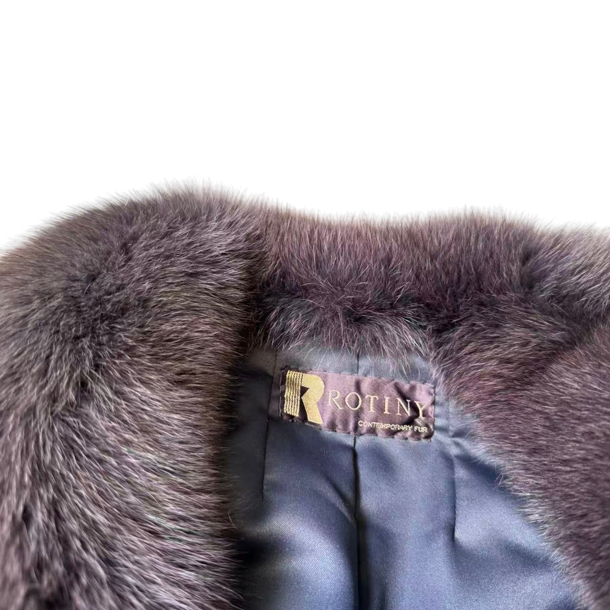 ROTINY BLUE FOX REAL FUR COAT JACKET ELEGANT WARM SIZE M FROM JAPAN