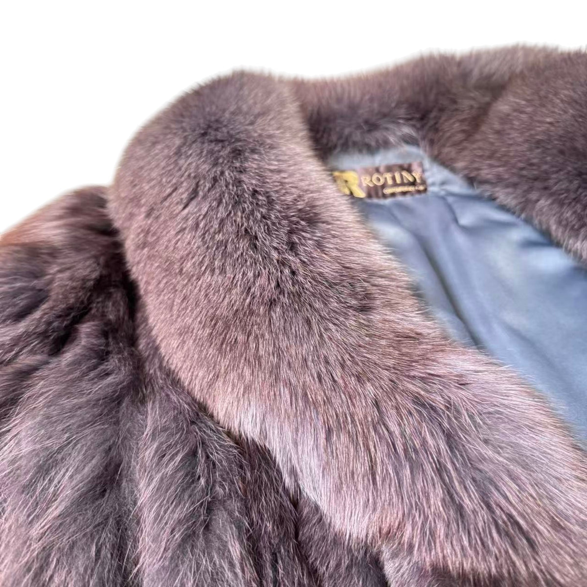 ROTINY BLUE FOX REAL FUR COAT JACKET ELEGANT WARM SIZE M FROM JAPAN