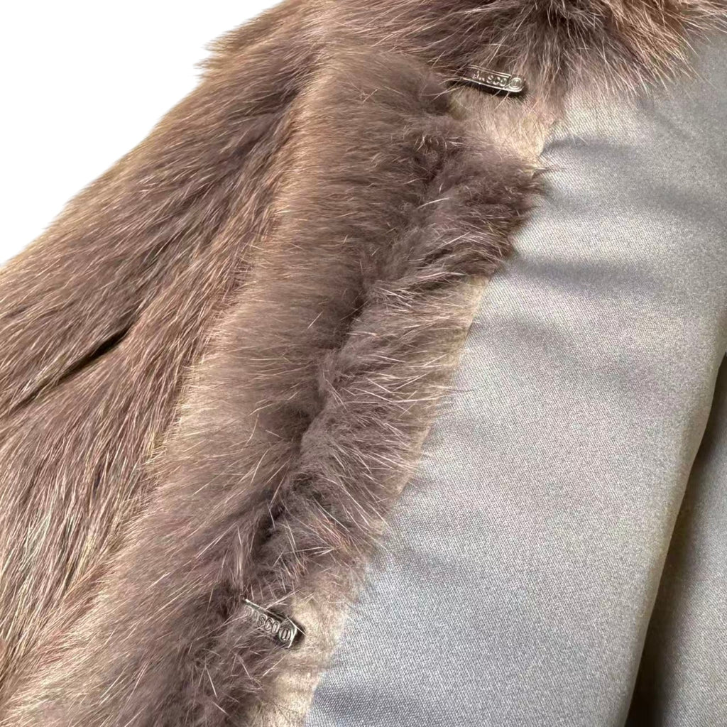 ROTINY BLUE FOX REAL FUR COAT JACKET ELEGANT WARM SIZE M FROM JAPAN