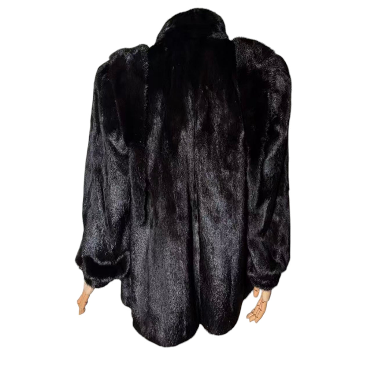 SAGA MINK REAL FUR COAT JACKET SHORT BLACK SIZE M FROM JAPAN