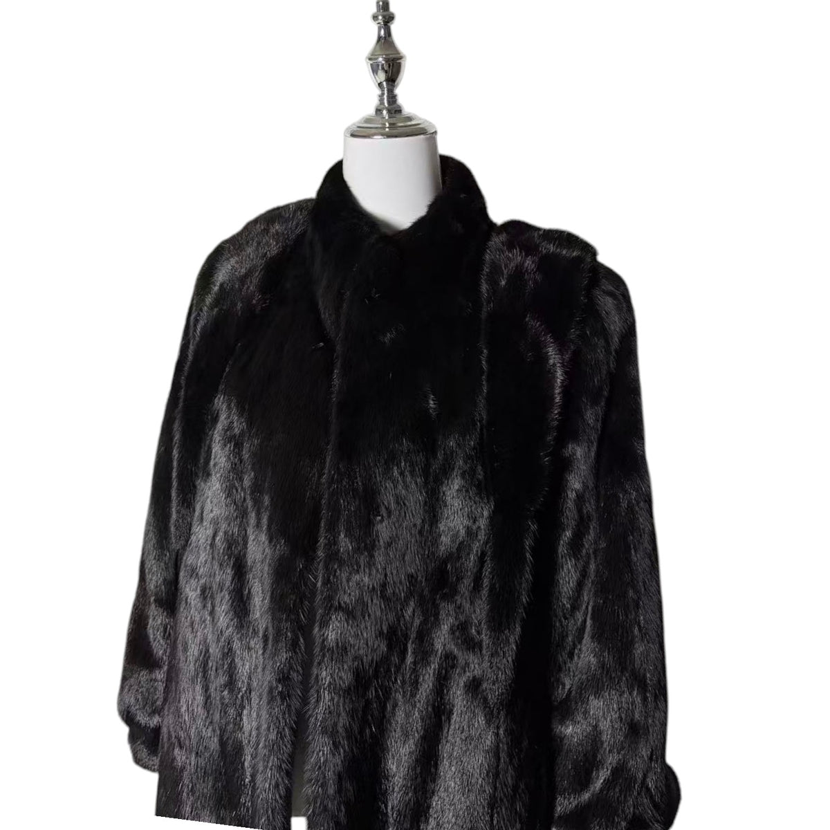 SAGA MINK REAL FUR COAT JACKET SHORT BLACK SIZE M FROM JAPAN