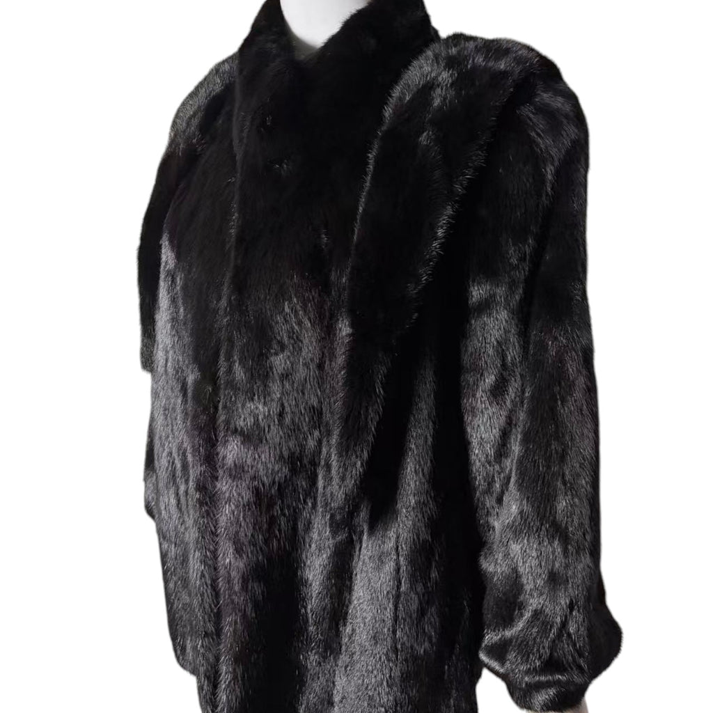 SAGA MINK REAL FUR COAT JACKET SHORT BLACK SIZE M FROM JAPAN