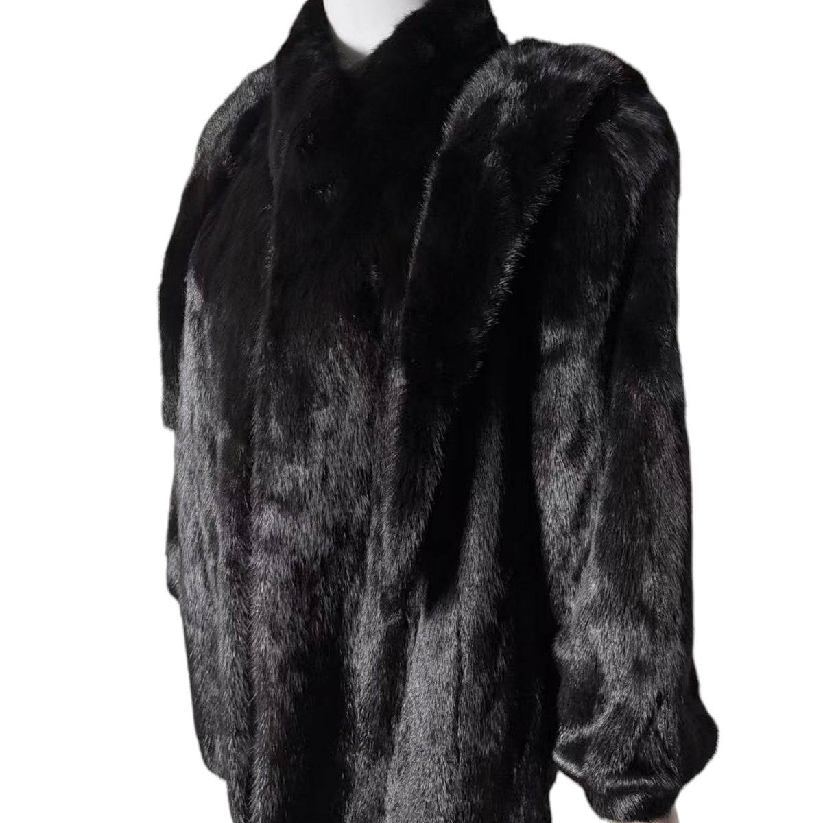 SAGA MINK REAL FUR COAT JACKET SHORT BLACK SIZE M FROM JAPAN