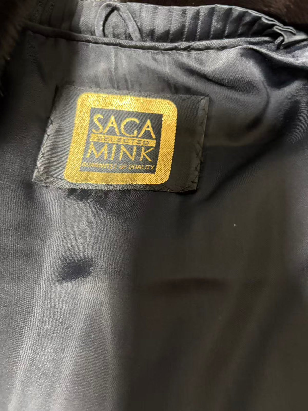 SAGA MINK REAL FUR COAT JACKET SHORT BLACK SIZE M FROM JAPAN