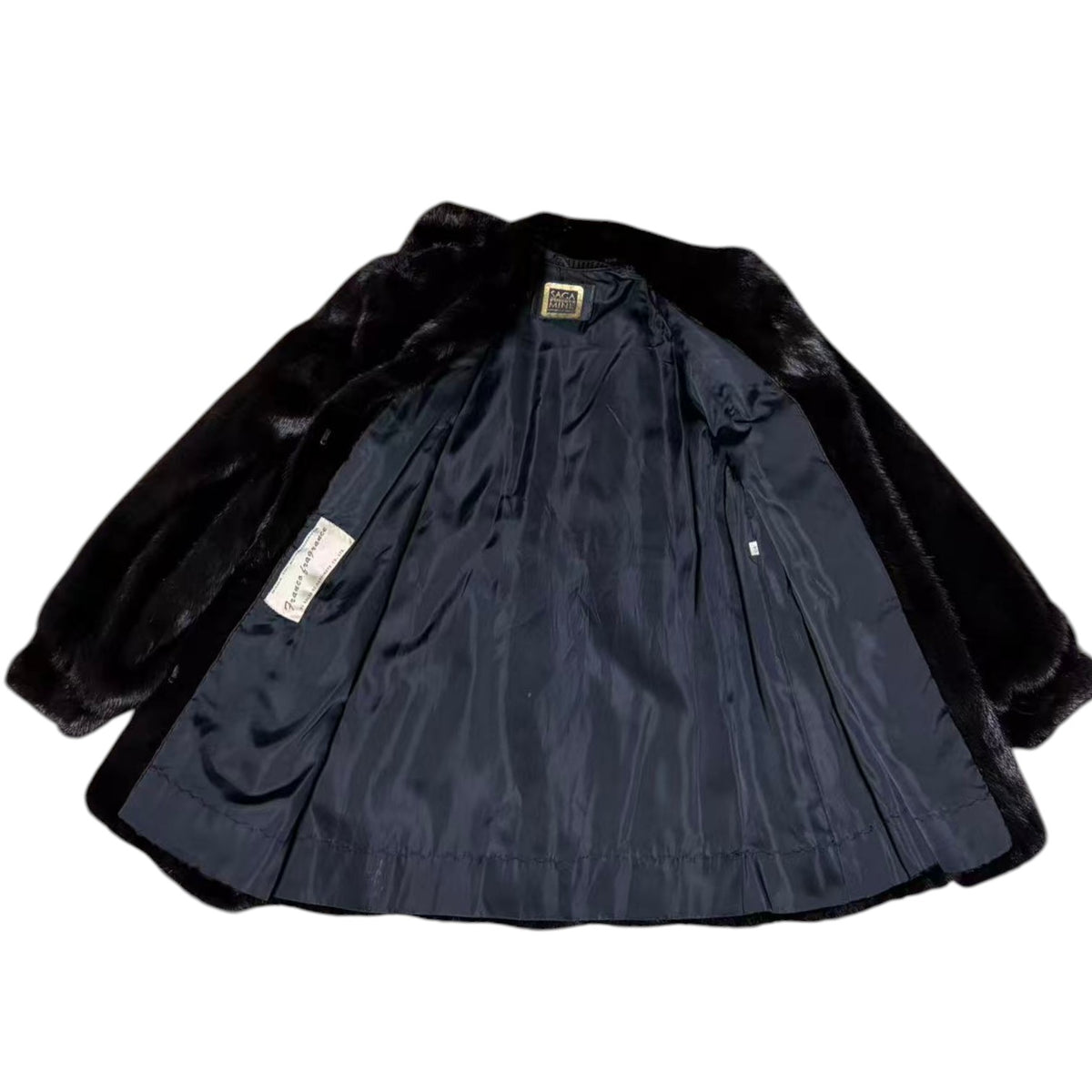 SAGA MINK REAL FUR COAT JACKET SHORT BLACK SIZE M FROM JAPAN