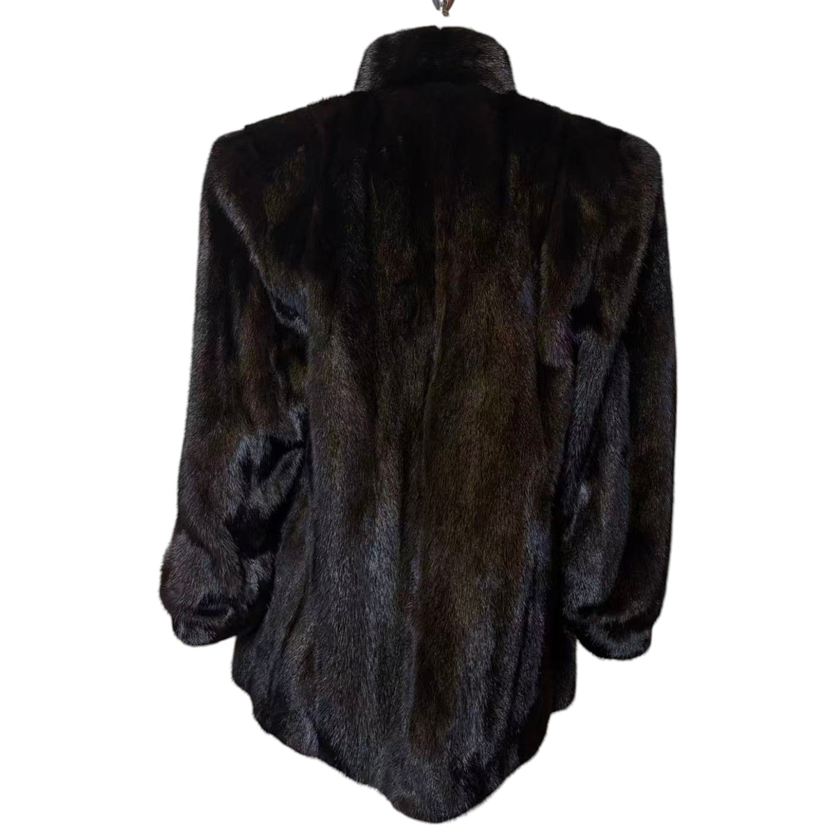 SAGA MINK SUPERB QUALITY REAL MINK FUR COAT JACKET MID-LENGTH BLACK M