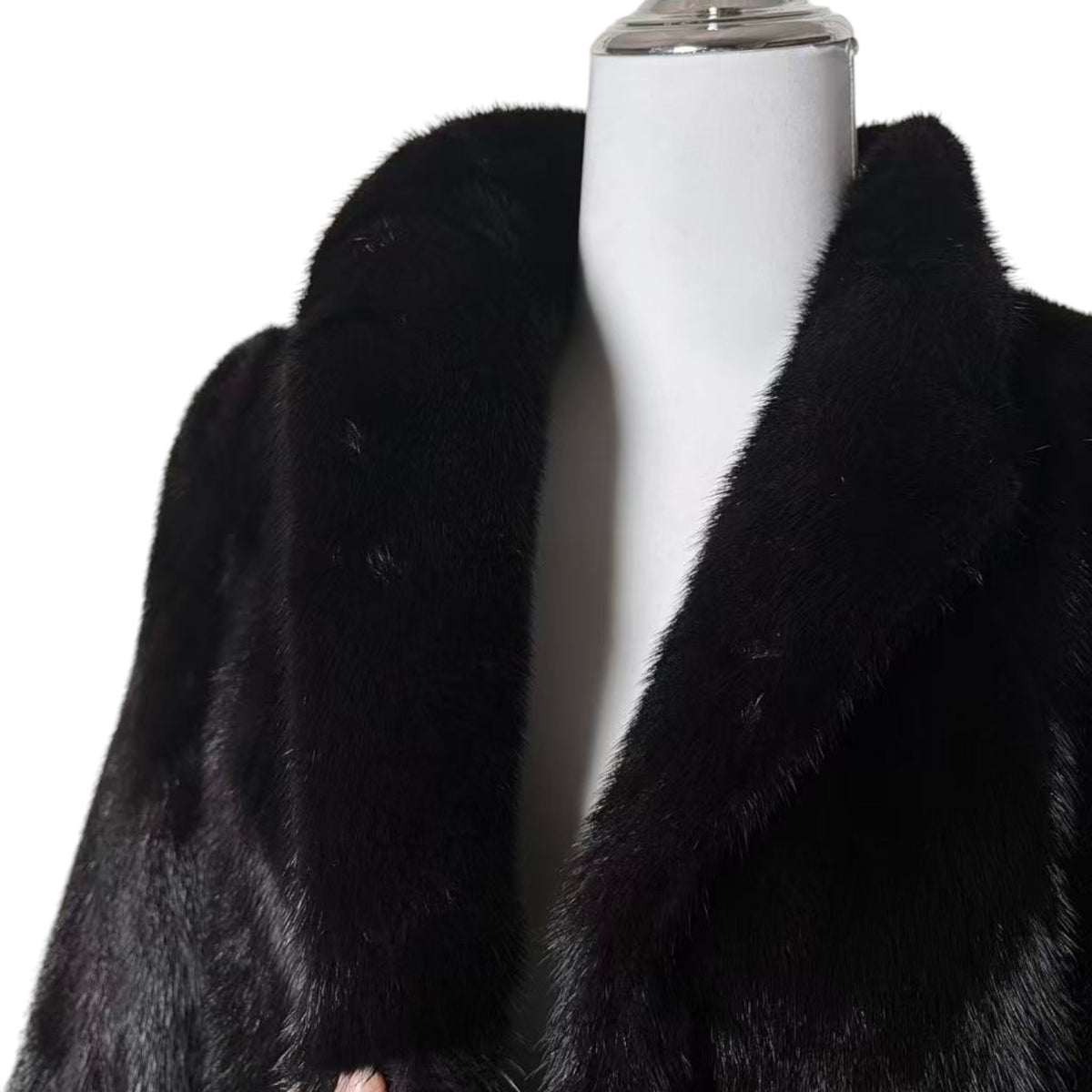 SAGA MINK SUPERB QUALITY REAL MINK FUR COAT JACKET MID-LENGTH BLACK M