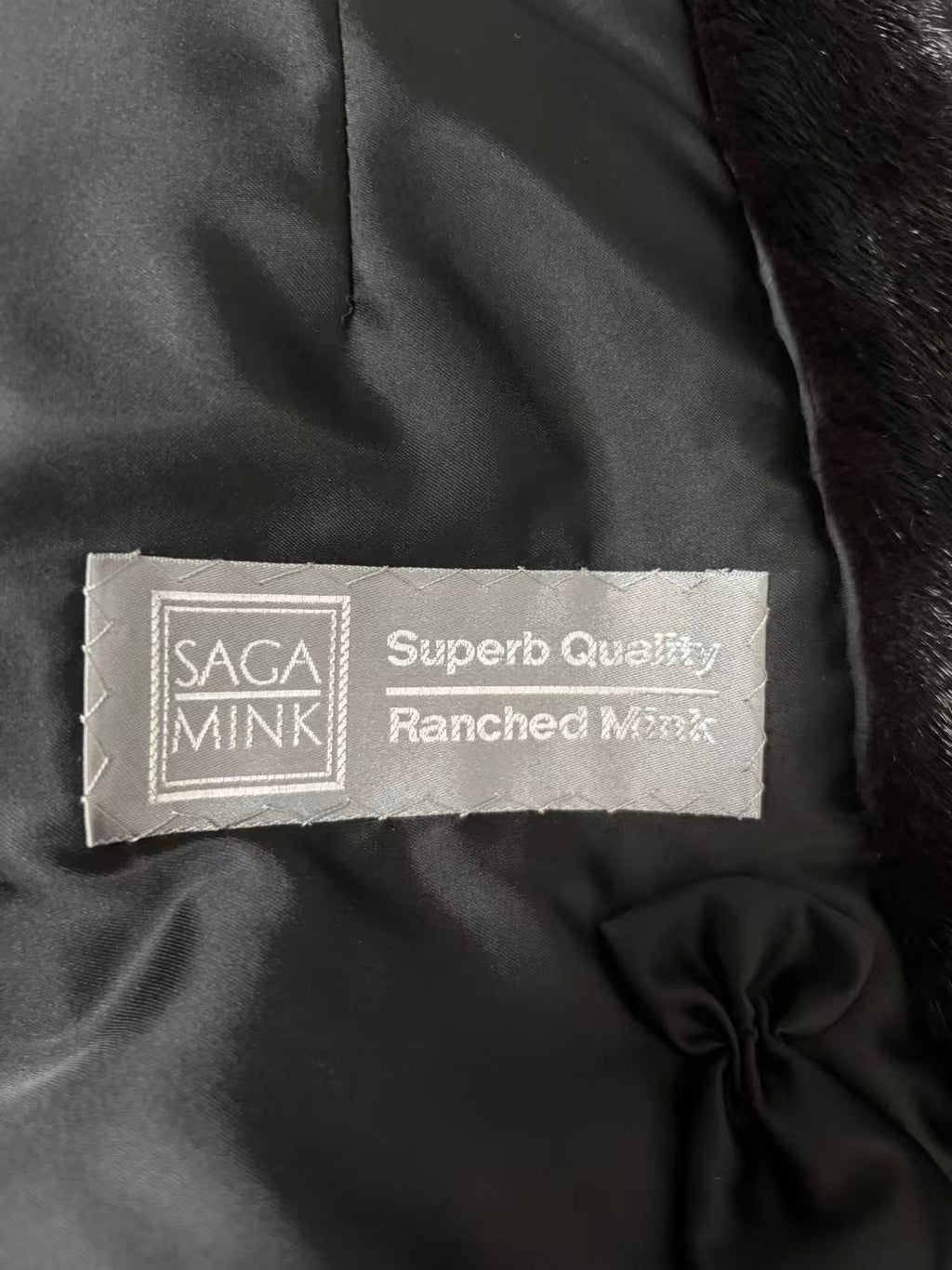 SAGA MINK SUPERB QUALITY REAL MINK FUR COAT JACKET MID-LENGTH BLACK M