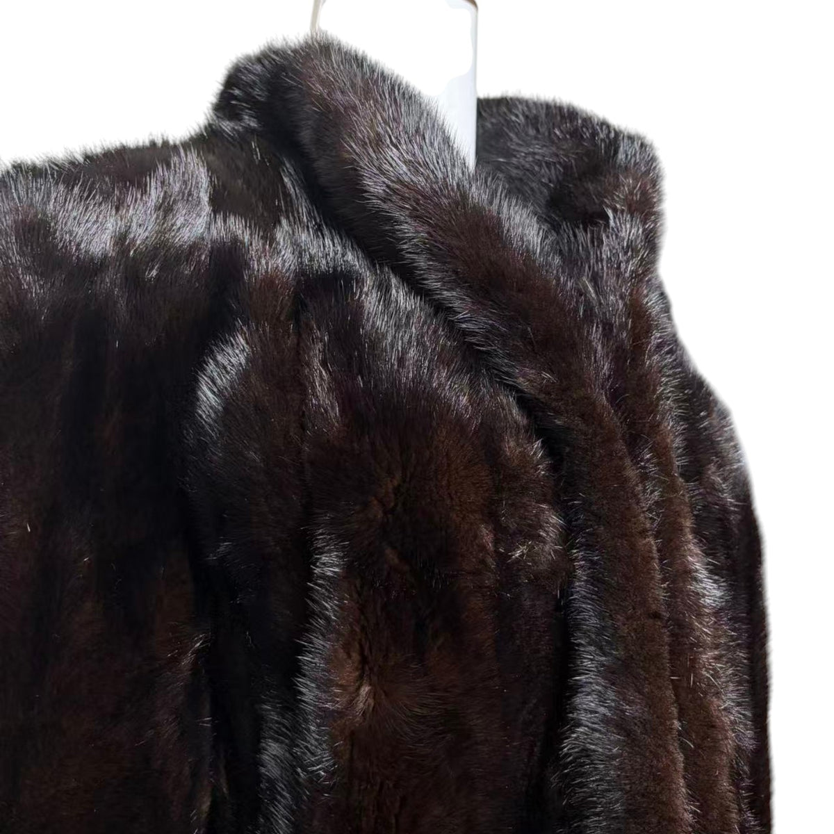 REAL MINK FUR COAT MID-LENGTH SHAWL COLLAR JACKET BLACK SIZE M JAPAN