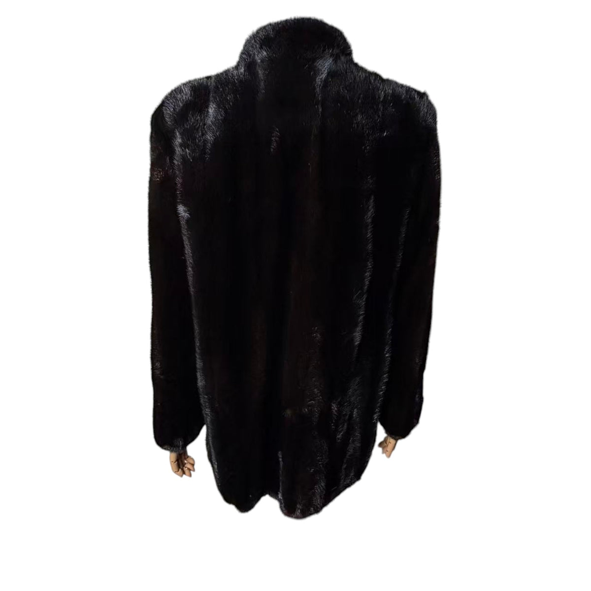 REAL MINK FUR COAT MID-LENGTH SHAWL COLLAR JACKET BLACK SIZE M JAPAN