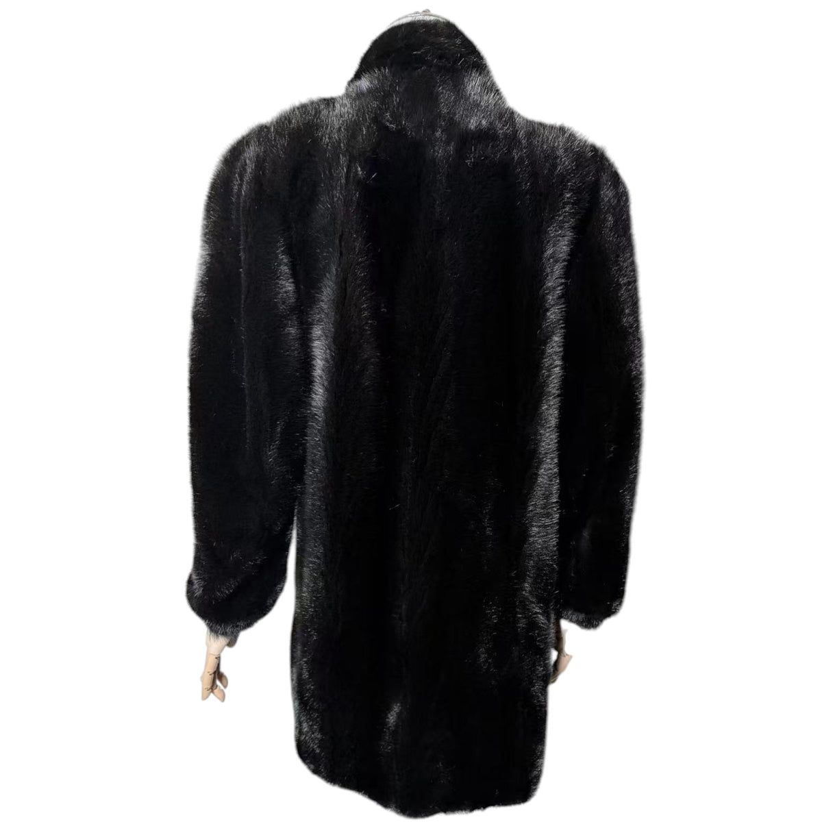 REAL MINK FUR COAT MID-LENGTH JACKET BLACK SIZE M ELEGANT WARM FROM JAPAN