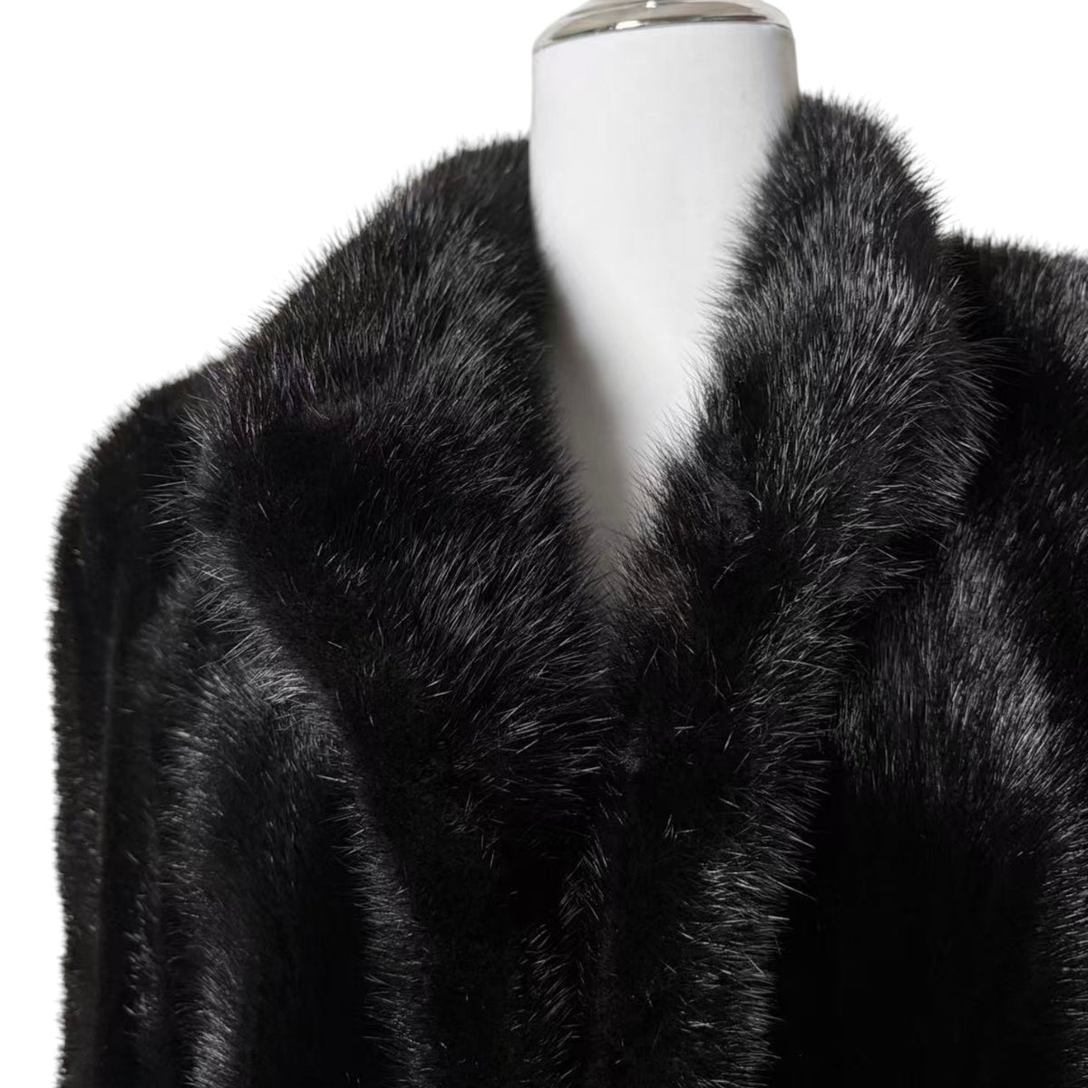 REAL MINK FUR COAT MID-LENGTH JACKET BLACK SIZE M ELEGANT WARM FROM JAPAN
