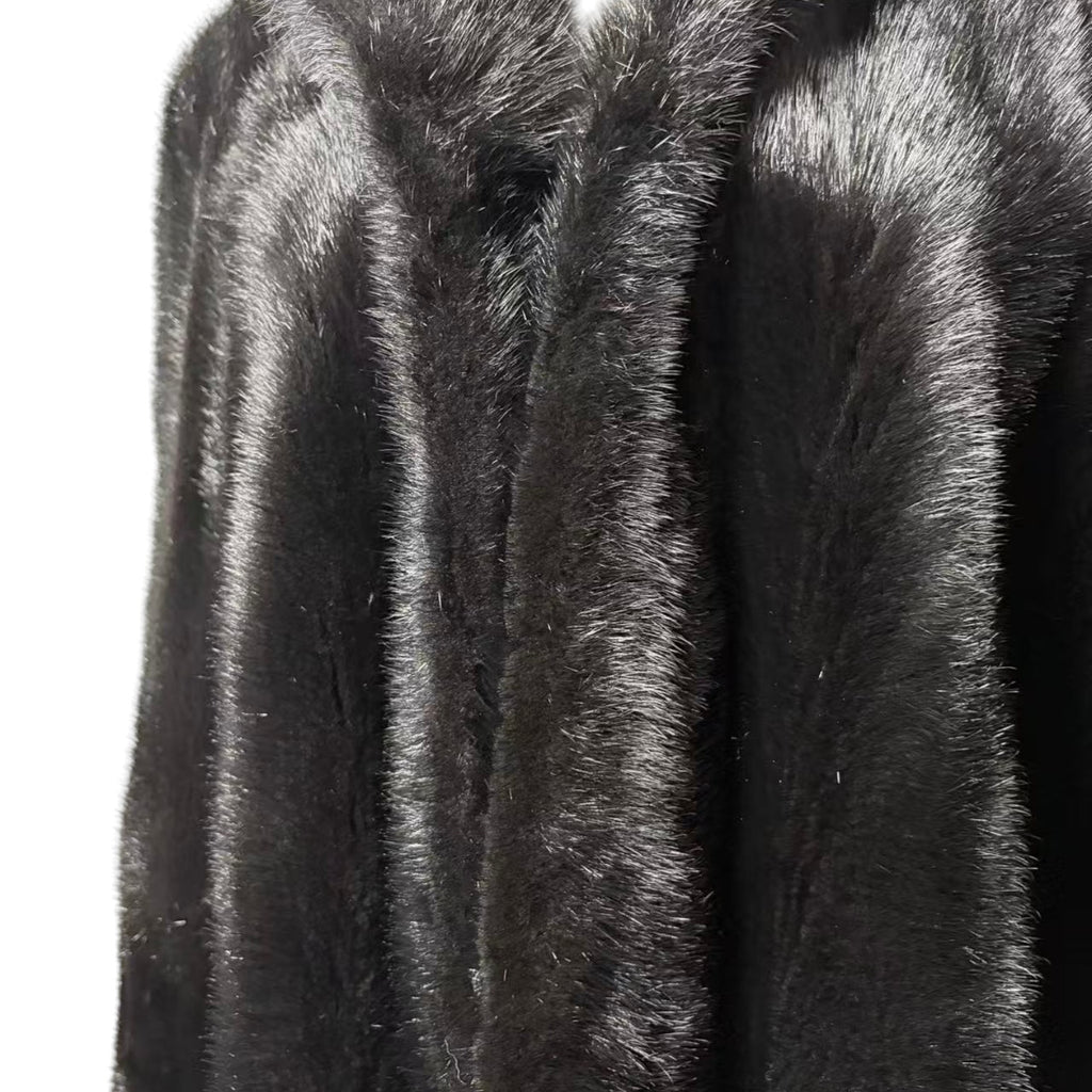 REAL MINK FUR COAT MID-LENGTH JACKET BLACK SIZE M ELEGANT WARM FROM JAPAN
