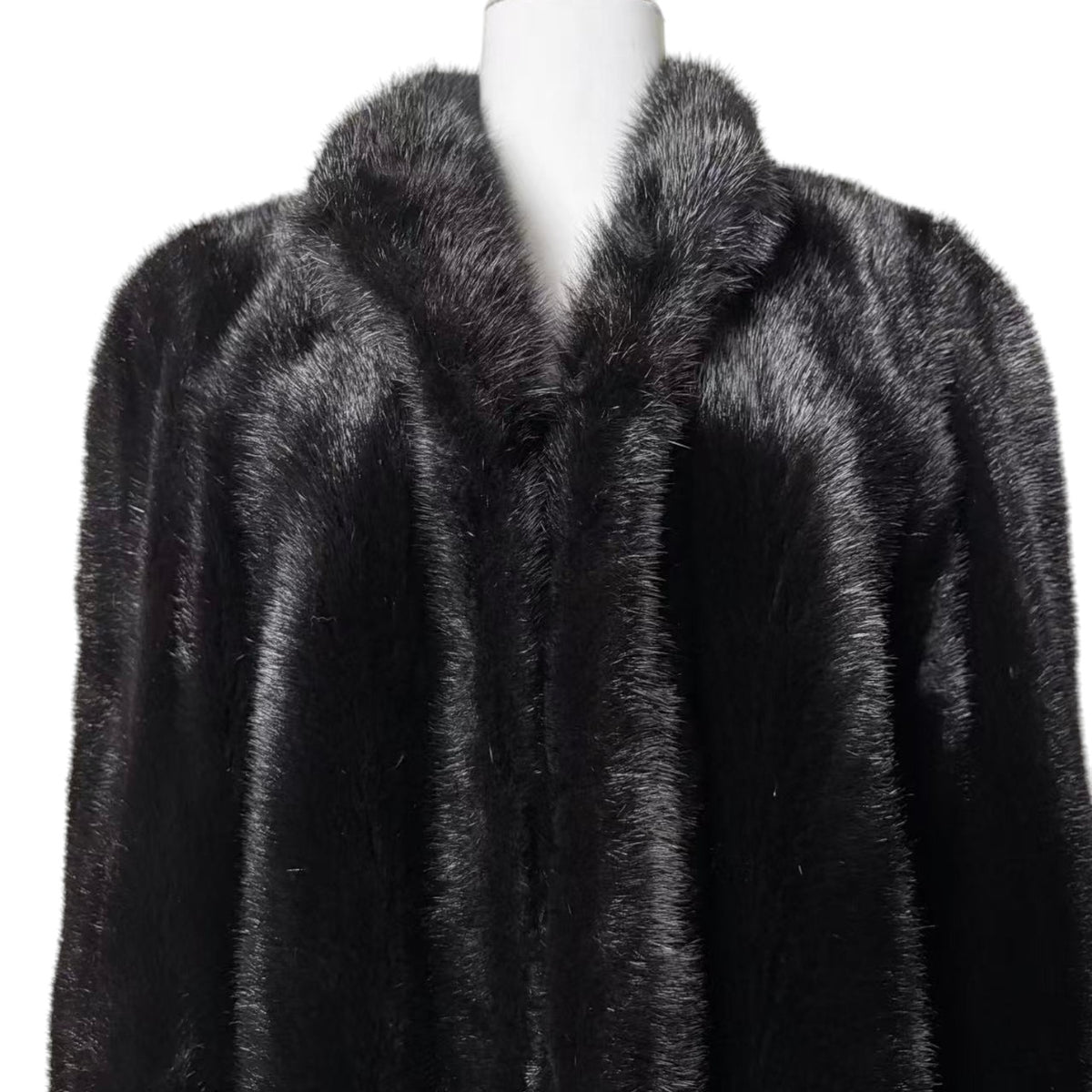 REAL MINK FUR COAT MID-LENGTH JACKET BLACK SIZE M ELEGANT WARM FROM JAPAN
