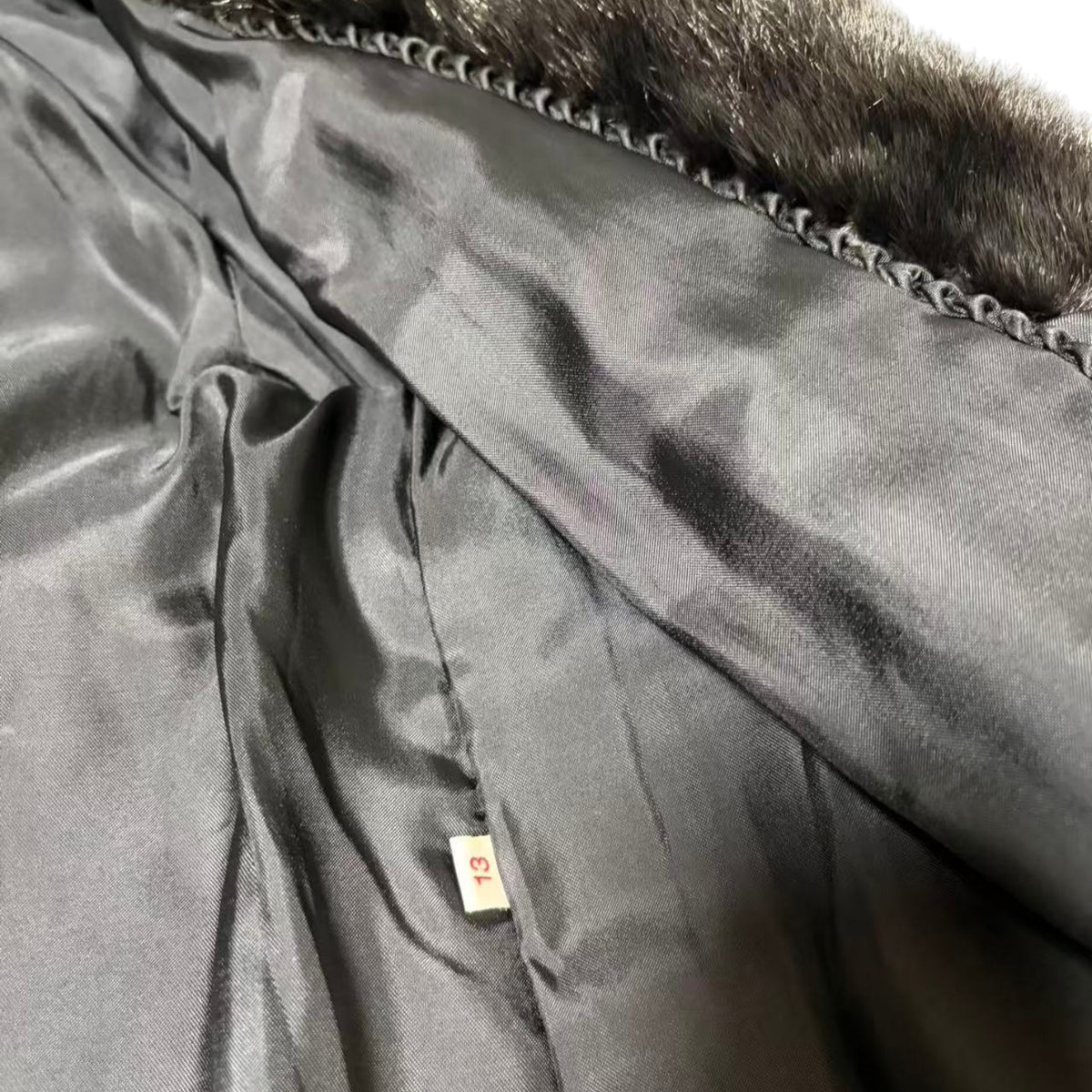 REAL MINK FUR COAT MID-LENGTH JACKET BLACK SIZE M ELEGANT WARM FROM JAPAN