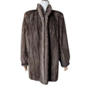 RARE BLUE IRIS MINK FUR COAT MID-LENGTH JACKET SIZE L EMBROIDERY JAPAN