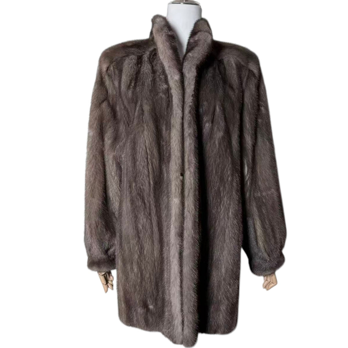 RARE BLUE IRIS MINK FUR COAT MID-LENGTH JACKET SIZE L EMBROIDERY JAPAN
