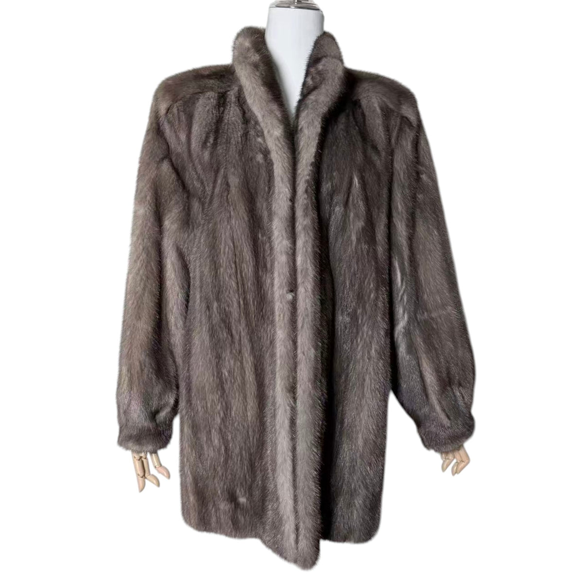 RARE BLUE IRIS MINK FUR COAT MID-LENGTH JACKET SIZE L EMBROIDERY JAPAN