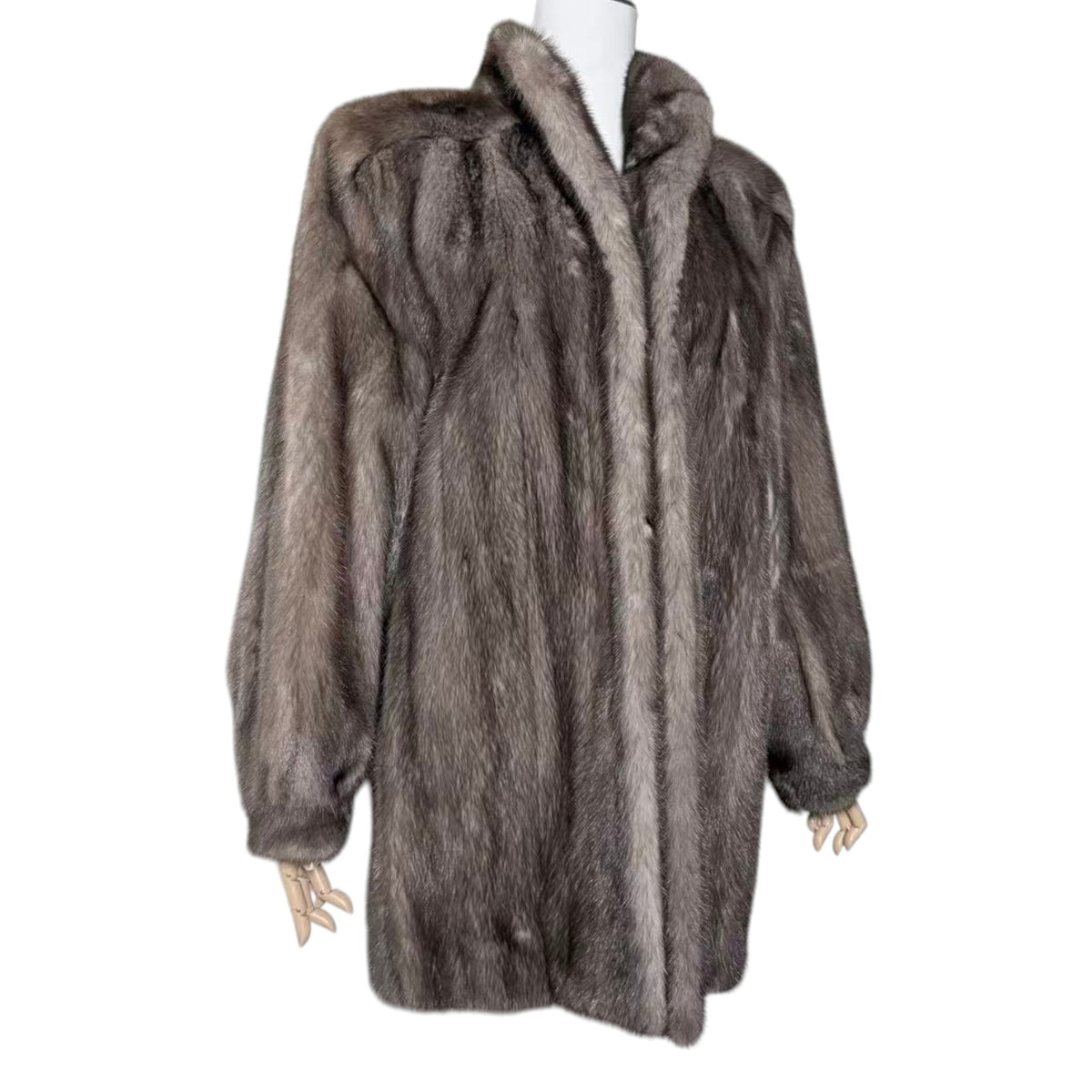 RARE BLUE IRIS MINK FUR COAT MID-LENGTH JACKET SIZE L EMBROIDERY JAPAN