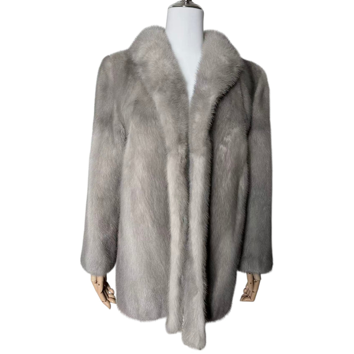 RARE SAPPHIRE MINK REAL FUR COAT MID-LENGTH JACKET GREY BLUE SIZE M JAPAN