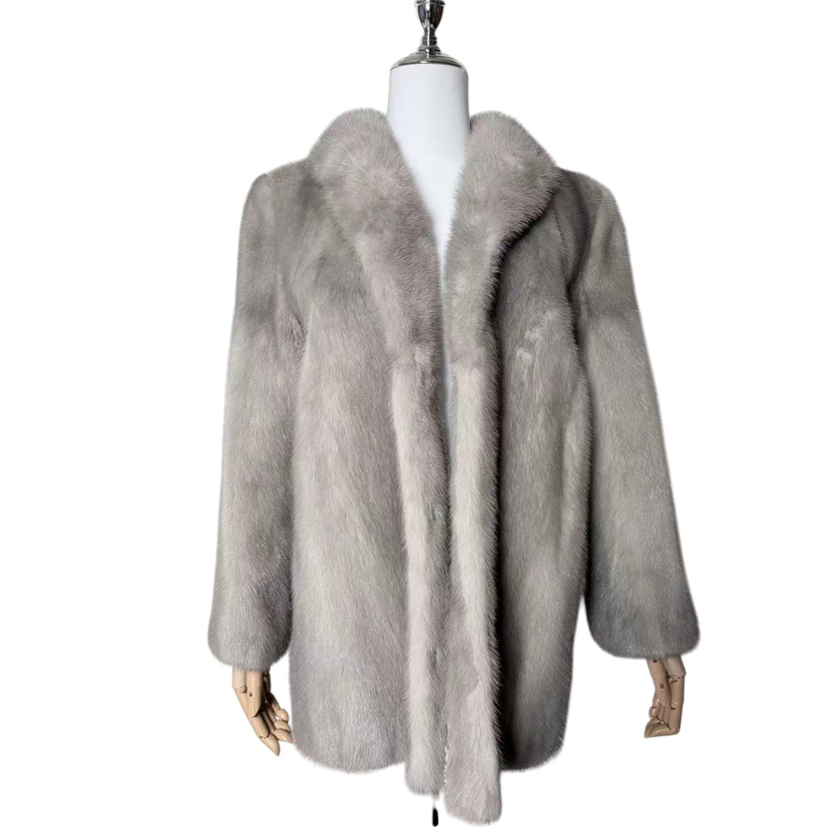 RARE SAPPHIRE MINK REAL FUR COAT MID-LENGTH JACKET GREY BLUE SIZE M JAPAN
