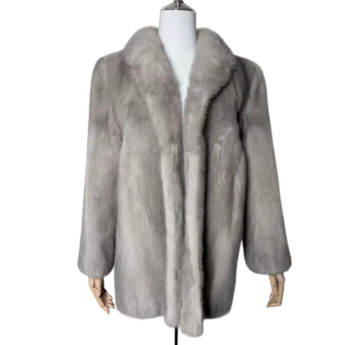 RARE SAPPHIRE MINK REAL FUR COAT MID-LENGTH JACKET GREY BLUE SIZE M JAPAN