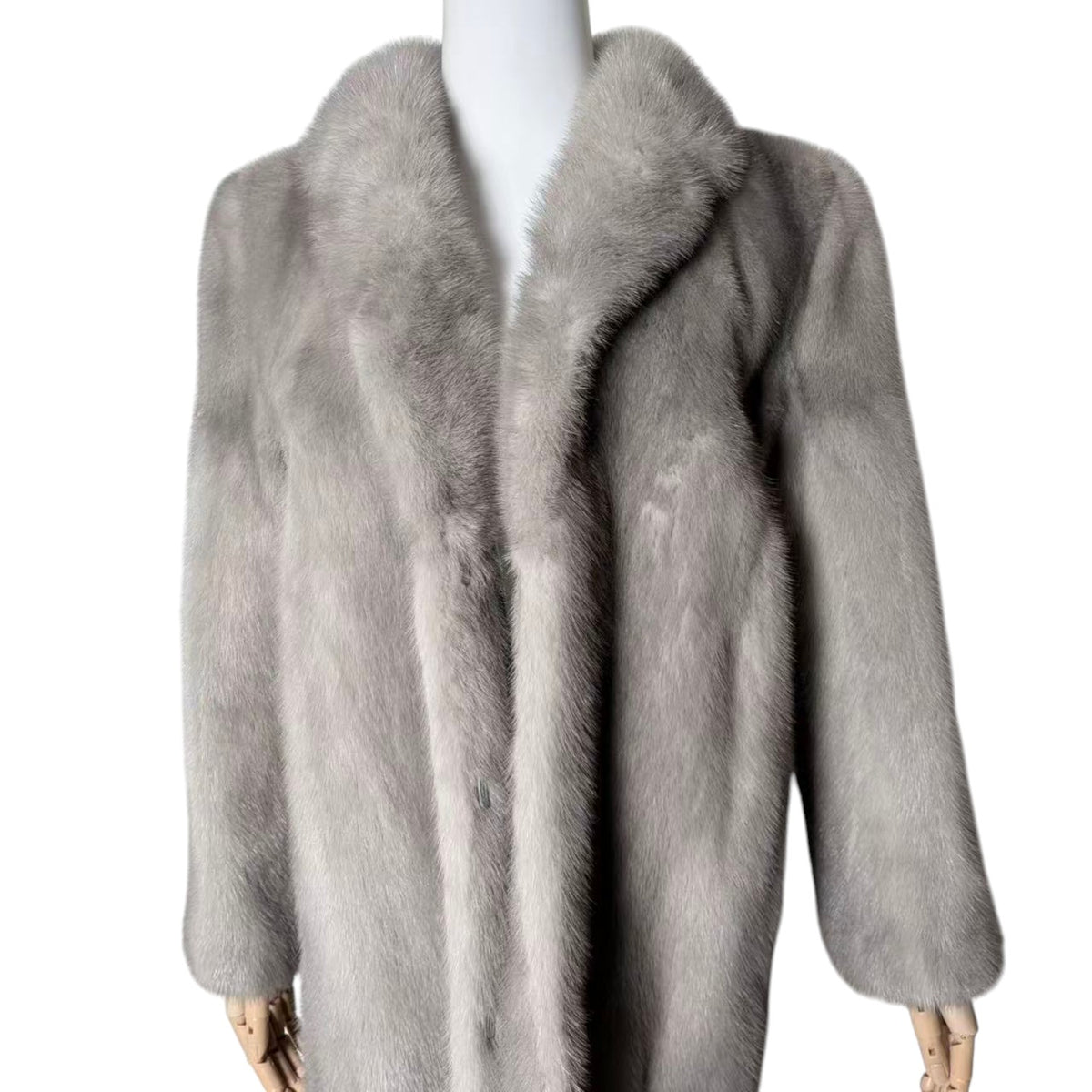 RARE SAPPHIRE MINK REAL FUR COAT MID-LENGTH JACKET GREY BLUE SIZE M JAPAN