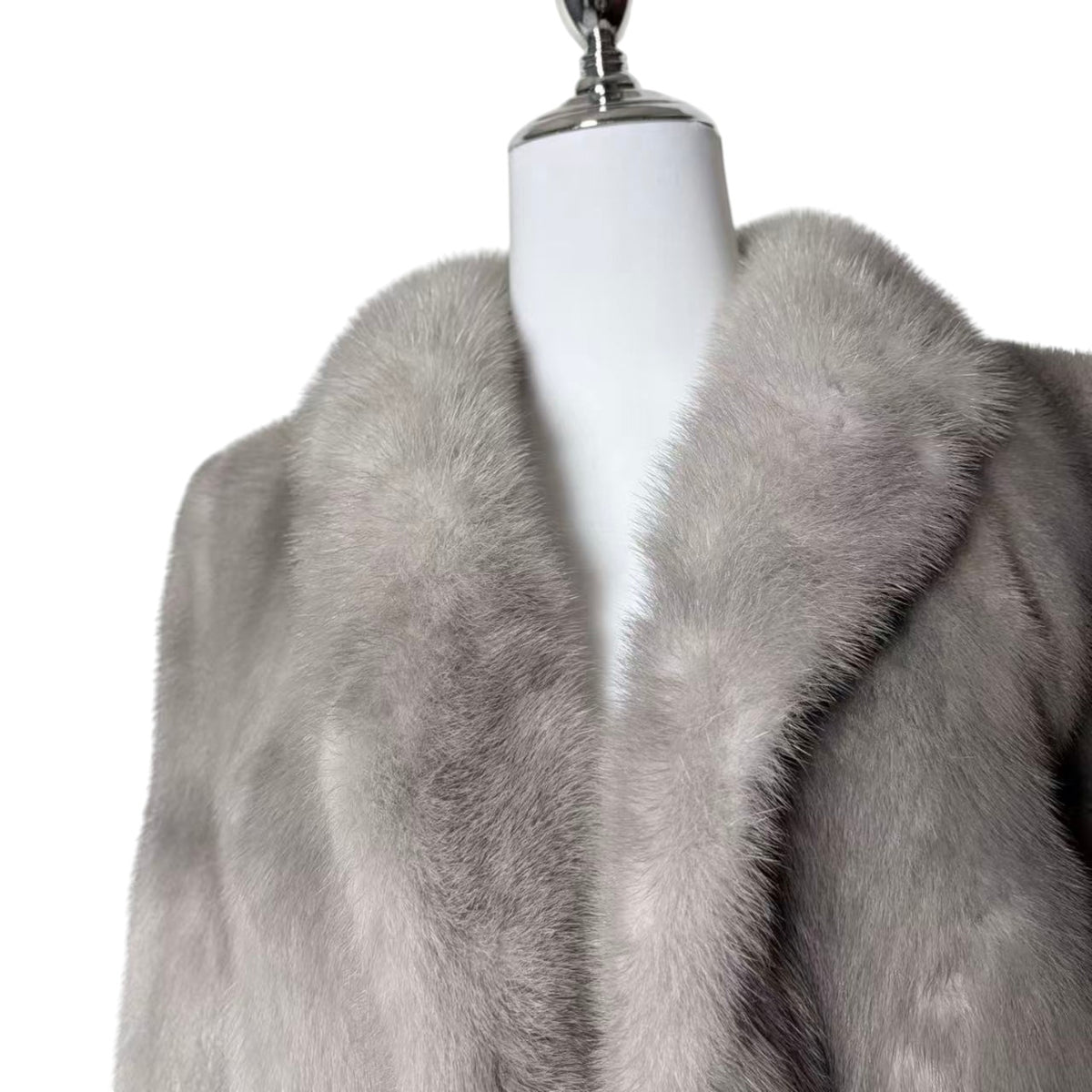 RARE SAPPHIRE MINK REAL FUR COAT MID-LENGTH JACKET GREY BLUE SIZE M JAPAN